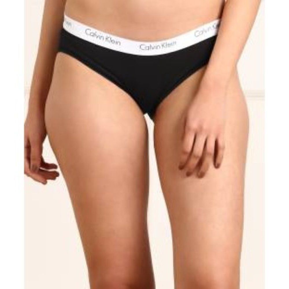 Calvin Klein Womens Black White Elastic Waist Brief Panties Size Medium Lot Of 2